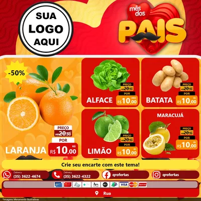 Modelo de Rede Social para Feed Facebook com o tema Mês Dos Pais para Hortifrúti