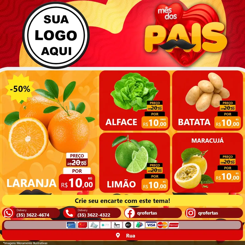 Modelo de Rede Social para Feed Facebook com o tema Mês Dos Pais para Hortifrúti