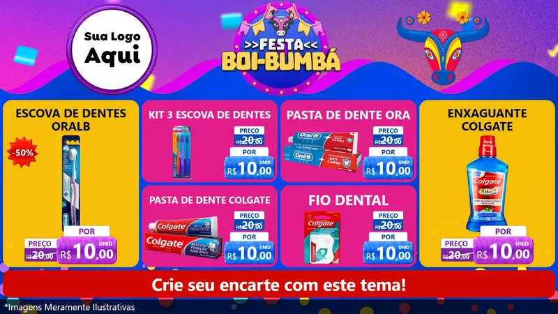 Modelo de TV para TV Horizontal com o tema Festa Boi-Bumbá para Higiene Pessoal