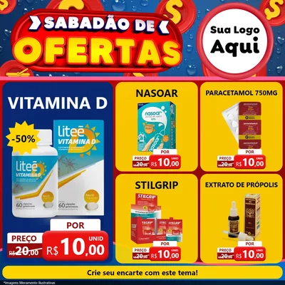 Modelo de Rede Social para Feed Facebook com o tema Sabadão de Ofertas para Farmácia