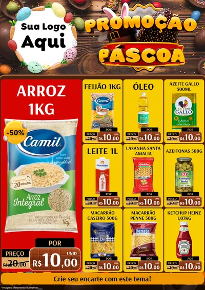 Modelo de Encarte para Encarte A4 Vertical com o tema Promoção Páscoa para Supermercado