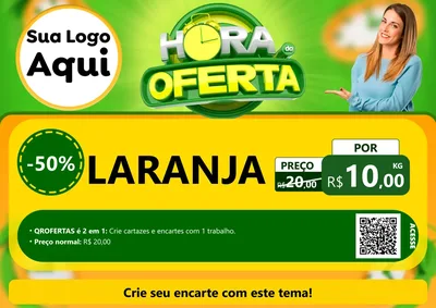 Modelo de Cartaz para Cartaz A4 Horizontal com o tema Hora da Oferta para Hortifrúti