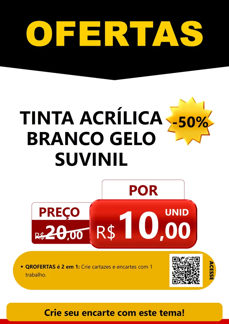 Modelo de Cartaz para Cartaz A4 Vertical com o tema Ofertas Preto e Vermelho Cartaz para Tintas e Ferramentas