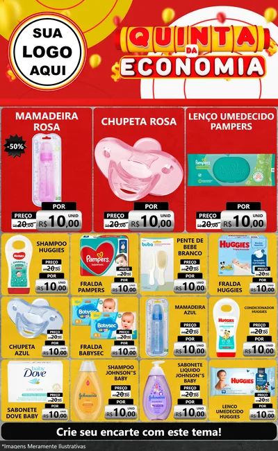 Modelo de Encarte para Encarte Grande com o tema Quinta da Economia para Bebês