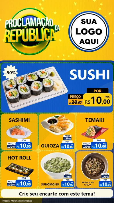 Modelo de Rede Social para Stories com o tema Proclamação da República para Comida japonesa