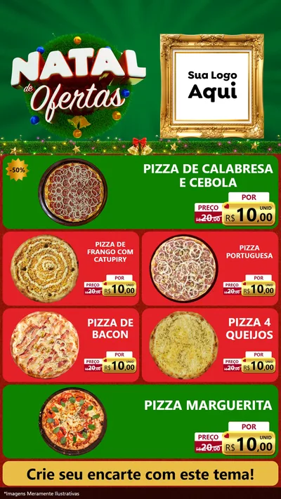 Modelo de TV para TV Vertical com o tema Natal de Ofertas para Pizzaria