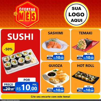 Modelo de Rede Social para Feed Facebook com o tema Ofertas do Mês para Comida japonesa