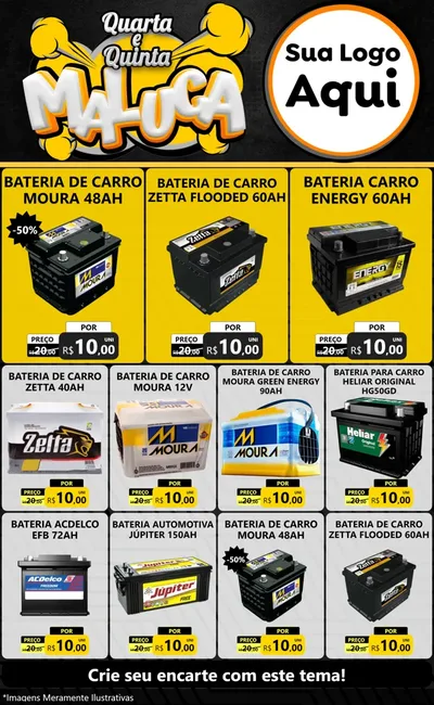 Modelo de Encarte para Encarte Grande com o tema Quarta e Quinta Maluca para Baterias Elétricas