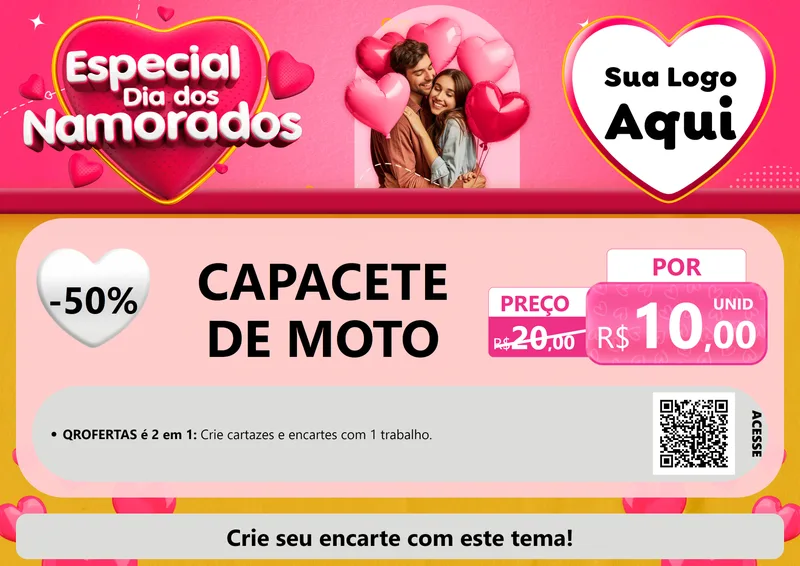 Modelo de Cartaz para Cartaz A4 Horizontal com o tema Especial Dia dos Namorados para Moto peças