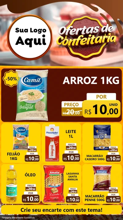 Modelo de Rede Social para Stories com o tema Ofertas de Confeitaria para Supermercado