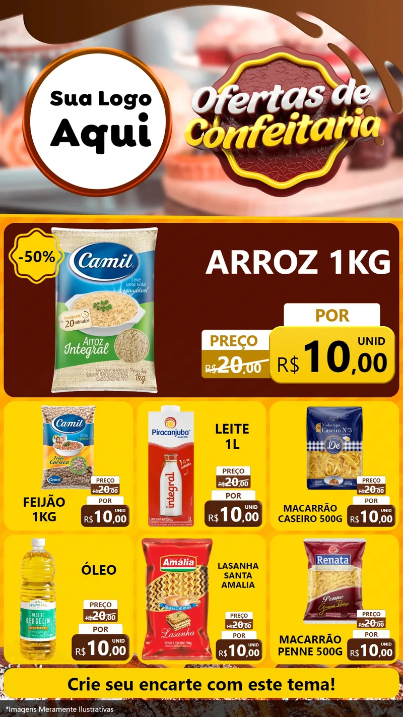 Modelo de Rede Social para Stories com o tema Ofertas de Confeitaria para Supermercado