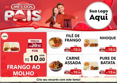 Modelo de Encarte para Encarte A4 Horizontal com o tema Mês dos Pais para Restaurante