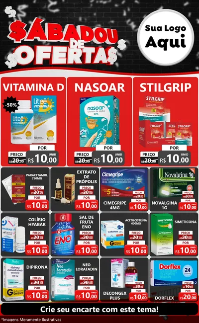 Modelo de Encarte para Encarte Grande com o tema Sabadou de Ofertas para Farmácia