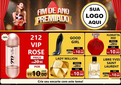 Modelo de Encarte para Encarte A4 Horizontal com o tema Fim de Ano Premiado para Perfumes
