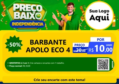 Modelo de Cartaz para Cartaz A4 Horizontal com o tema Preço Baixo de Independência para Armarinho e Aviamentos