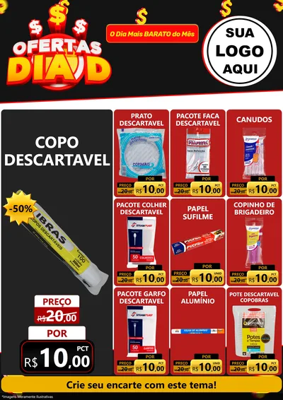 Modelo de Encarte para Encarte A4 Vertical com o tema Ofertas Dia D para Embalagens