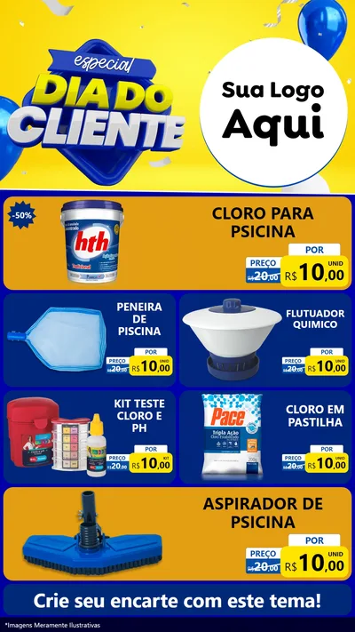 Modelo de TV para TV Vertical com o tema Especial Dia do Cliente para Produtos para Piscina