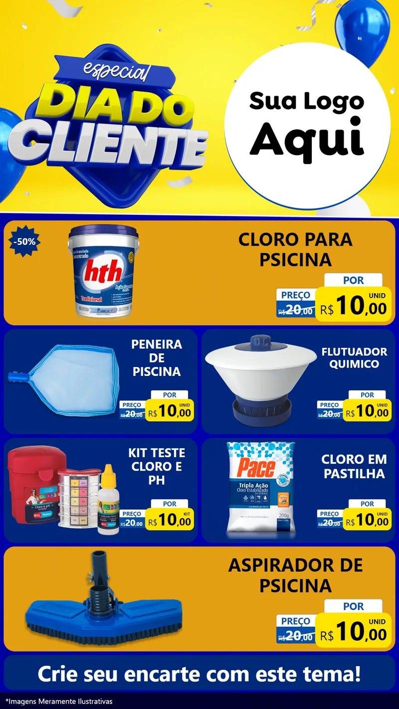 Modelo de TV para TV Vertical com o tema Especial Dia do Cliente para Produtos para Piscina