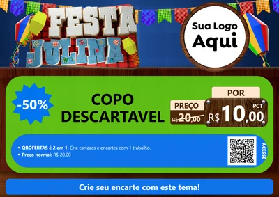 Modelo de Cartaz para Cartaz A4 Horizontal com o tema Festa Julina para Embalagens