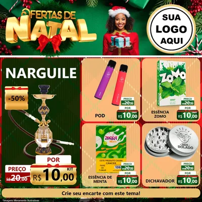 Modelo de Rede Social para Feed Facebook com o tema Ofertas de Natal para Tabacaria
