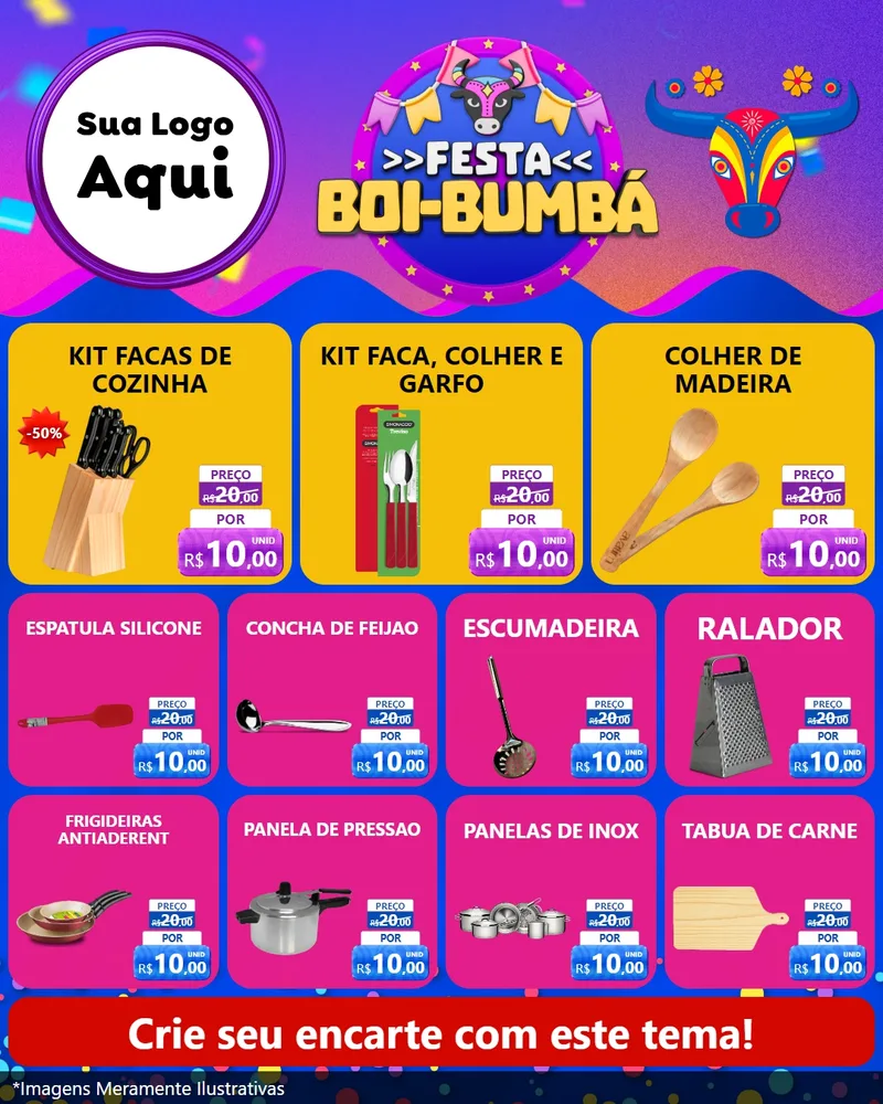 Modelo de Rede Social para Feed Instagram com o tema Festa Boi-Bumbá para Utilidades Domésticas