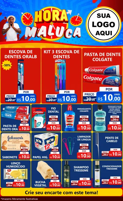 Modelo de Encarte para Encarte Grande com o tema Hora Maluca para Higiene Pessoal