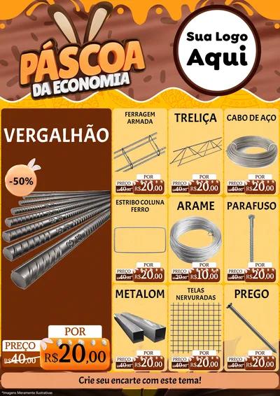 Modelo de Encarte para Encarte A4 Vertical com o tema Páscoa da Economia para Ferragens