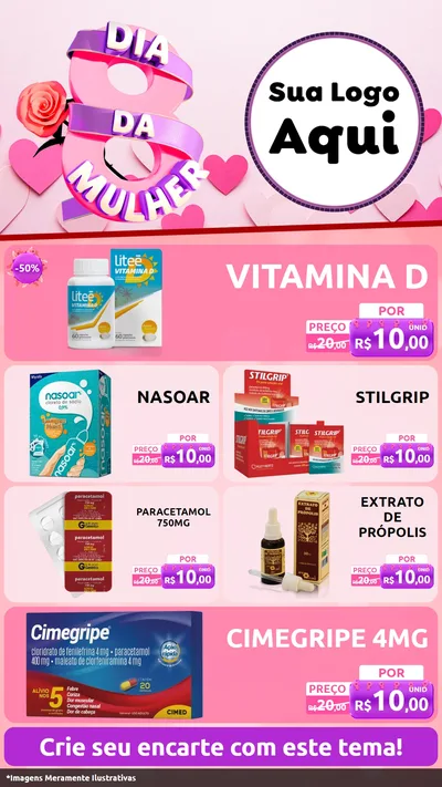 Modelo de TV para TV Vertical com o tema Dia da Mulher para Farmácia