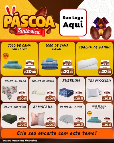 Modelo de Rede Social para Feed Instagram com o tema Páscoa Fantástica para Cama, Mesa e Banho