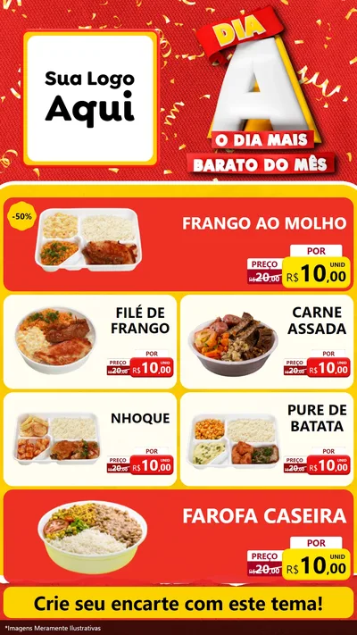 Modelo de TV para TV Vertical com o tema Dia A o Dia Mais Barato do Mês para Restaurante
