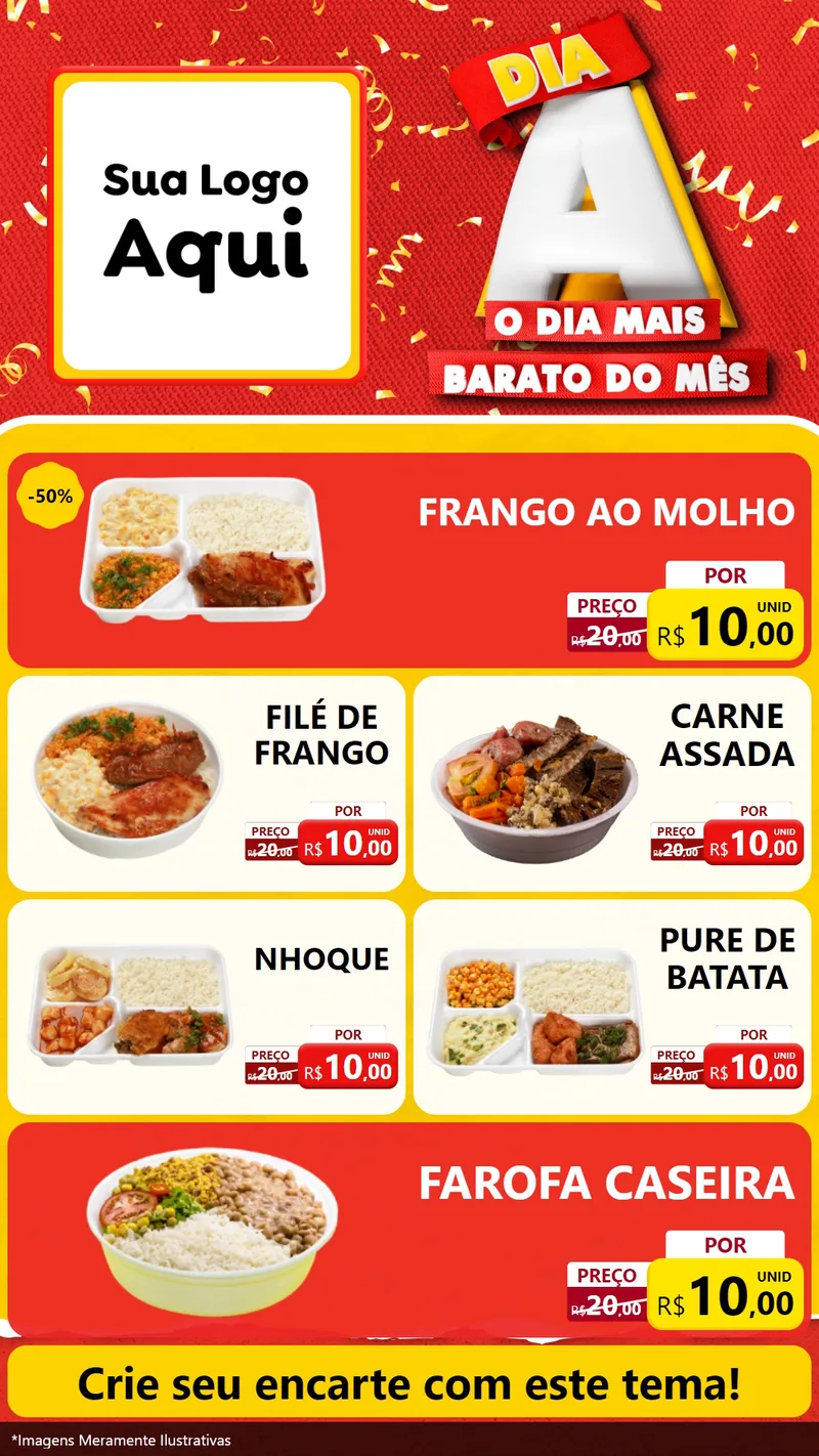 Modelo de TV para TV Vertical com o tema Dia A o Dia Mais Barato do Mês para Restaurante