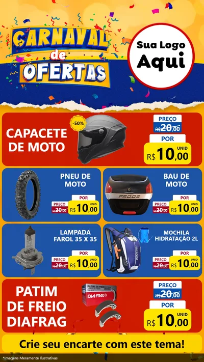 Modelo de TV para TV Vertical com o tema Carnaval de Ofertas para Moto peças