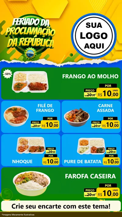 Modelo de TV para TV Vertical com o tema Feriado da Proclamação da República para Restaurante