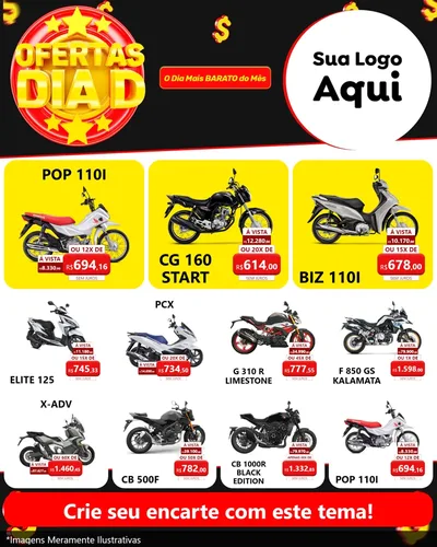 Modelo de Rede Social para Feed Instagram com o tema Dia D para Concessionaria de Motos