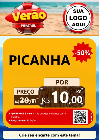 Modelo de Cartaz para Cartaz A4 Vertical com o tema Verão Imbatível para Açougue