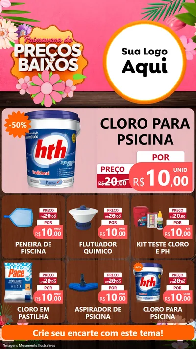 Modelo de Rede Social para Stories com o tema Primavera de Preços Baixos para Produtos para Piscina