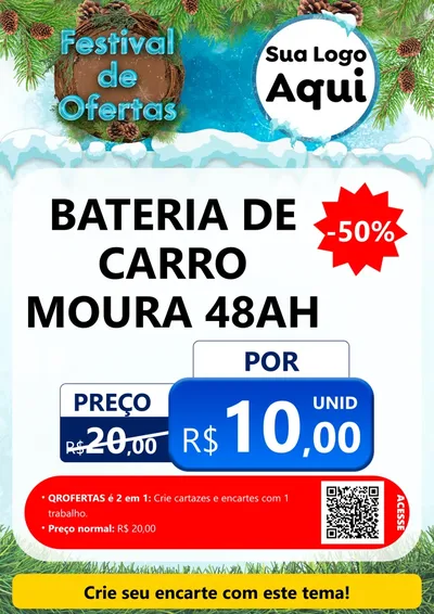 Modelo de Cartaz para Cartaz A4 Vertical com o tema Festival de Ofertas - Inverno para Baterias Elétricas
