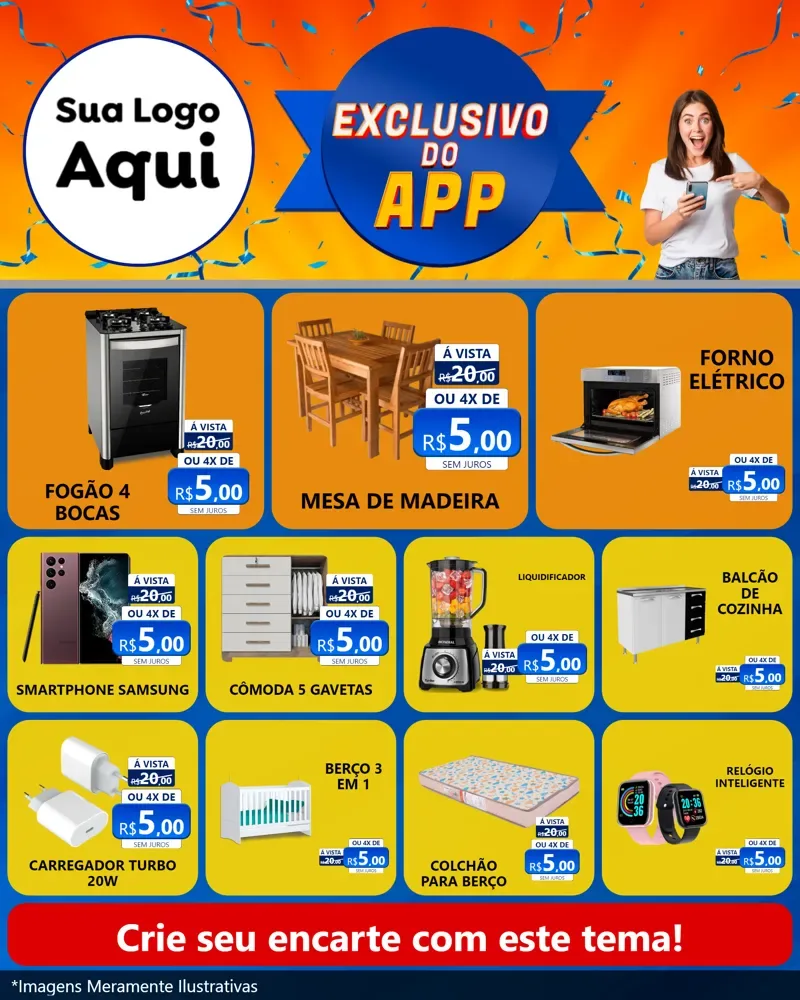 Modelo de Rede Social para Feed Instagram com o tema Exclusivo do Aplicativo para Móveis e Eletro