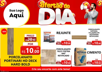 Modelo de Encarte para Encarte A4 Horizontal com o tema Ofertão do dia para Pisos e revestimentos