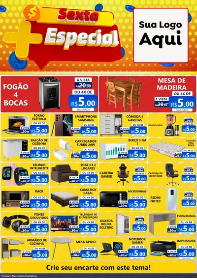 Modelo de Encarte para Encarte A4 Vertical com o tema Sexta Mais Especial para Móveis e Eletro