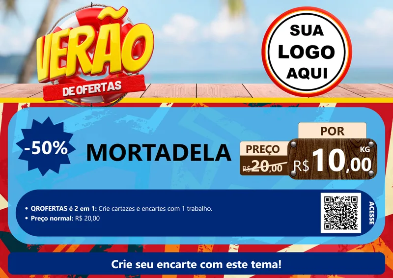 Modelo de Cartaz para Cartaz A4 Horizontal com o tema Verão de Ofertas para Frios e Laticínios