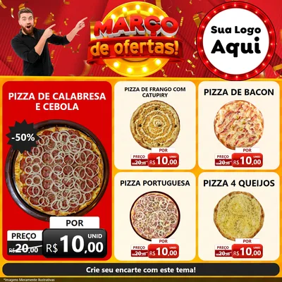 Modelo de Rede Social para Feed Facebook com o tema Março de Ofertas! para Pizzaria
