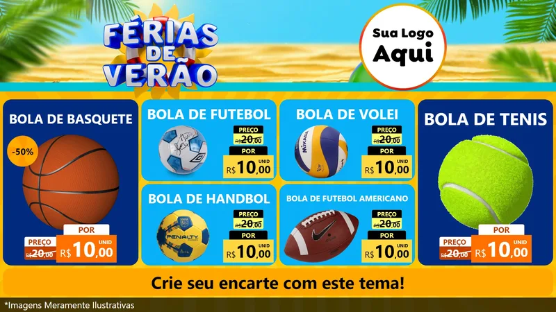 Modelo de TV para TV Horizontal com o tema Férias de Verão para Artigos Esportivos