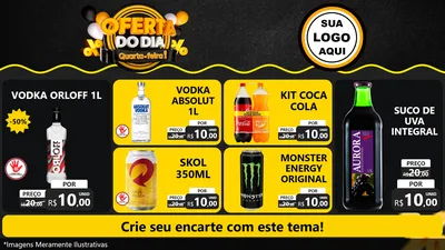 Modelo de TV para TV Horizontal com o tema Oferta do Dia - Quarta Feira! para Distribuidora de bebidas