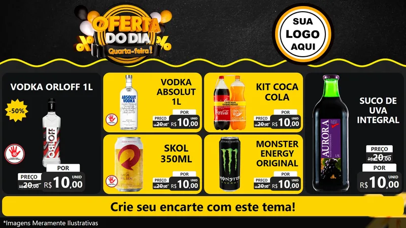 Modelo de TV para TV Horizontal com o tema Oferta do Dia - Quarta Feira! para Distribuidora de bebidas