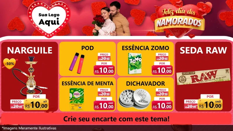 Modelo de TV para TV Horizontal com o tema Feliz Dia Dos Namorados para Tabacaria