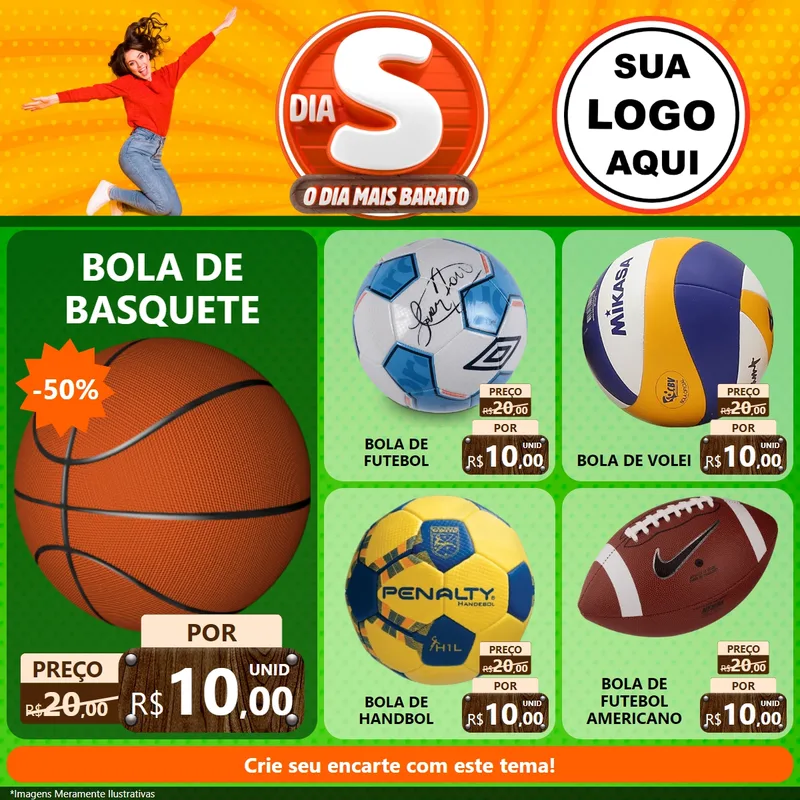 Modelo de Rede Social para Feed Facebook com o tema Dia S - O Dia Mais Barato para Artigos Esportivos