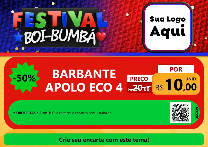 Modelo de Cartaz para Cartaz A4 Horizontal com o tema Festival Boi-Bumbá para Armarinho e Aviamentos