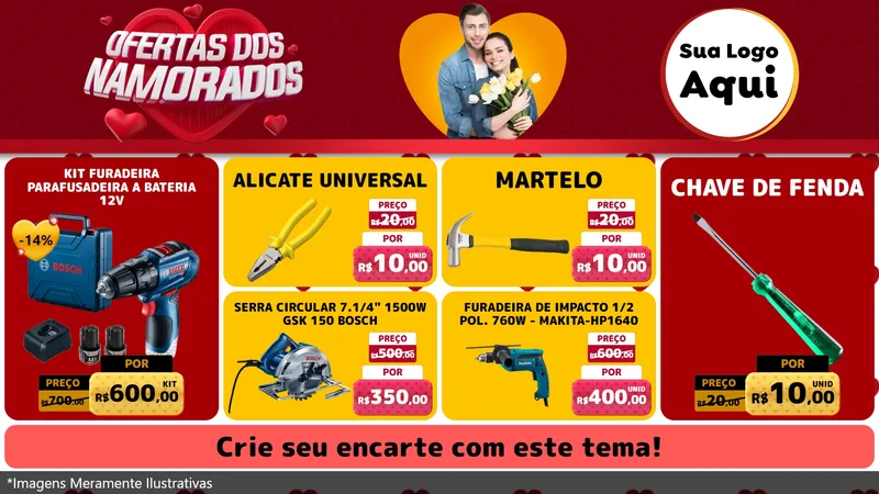 Modelo de TV para TV Horizontal com o tema Ofertas Dos Namorados para Maquinas e Ferramentas