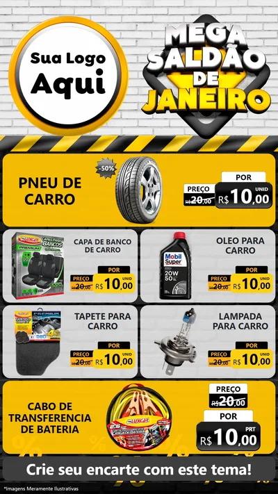 Modelo de TV para TV Vertical com o tema Mega Saldão de Janeiro para Auto peças